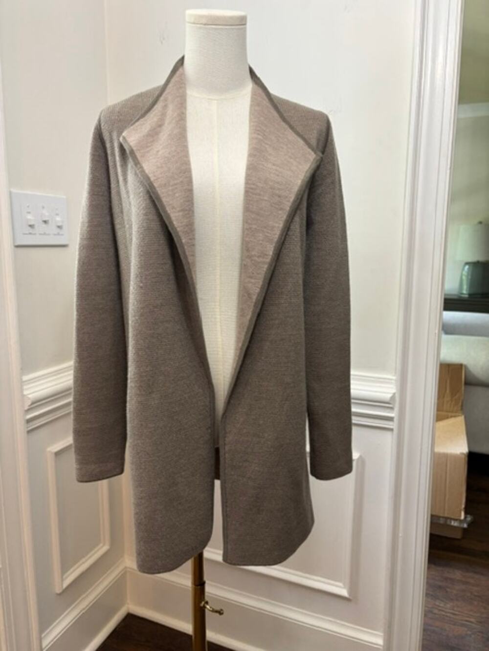 Talbots Pure Merino Wool Open Front Cardigan Jacket Long Small